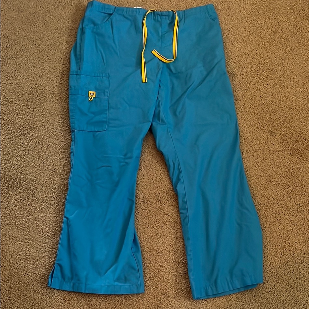 Blue Men's Pants with Yellow Accents